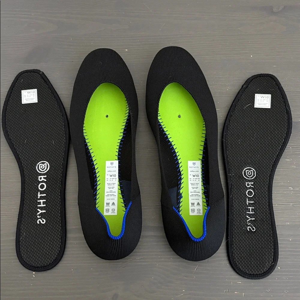 Rothy's The Square Flats Womens Black Minimalist Neutral Slip On Knit Size 10 - Picture 10 of 12